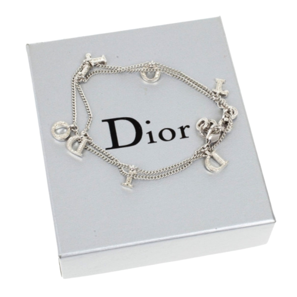 NWT Authentic Christian Dior Signature Rhinestones Pendants Necklace
